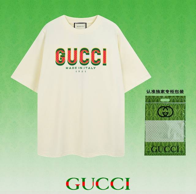 配图片原版包装gucci~古驰 2024新款高品质圆领短袖t恤，定制定染,手感非常舒服 超级百搭好看的一款短袖 三标齐全 非市场普通版本 随意对比 品质绝对保证 - 点击图像关闭