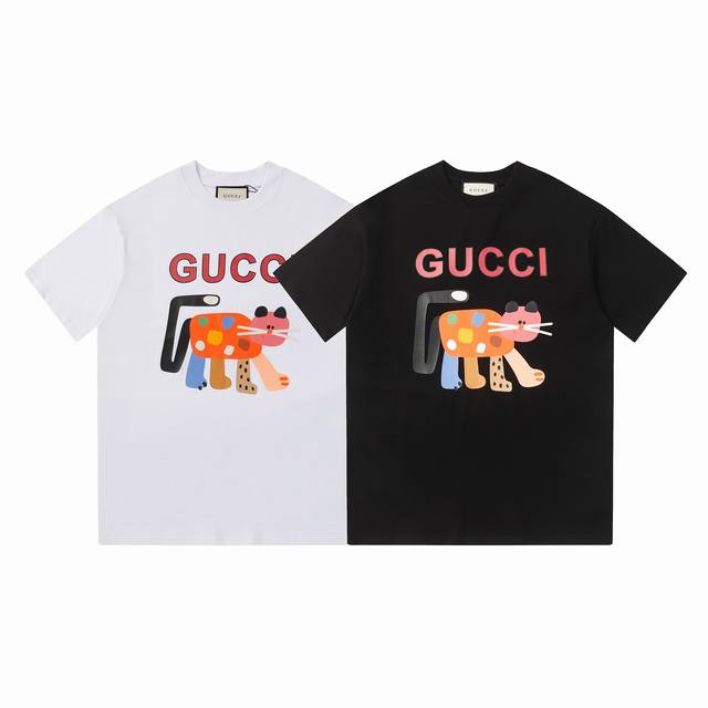 Gucci2024年新款，小猫咪图案，印花工艺，280克定制双纱面料定制螺纹，颜色，黑色，白色，尺码mlxlxxl