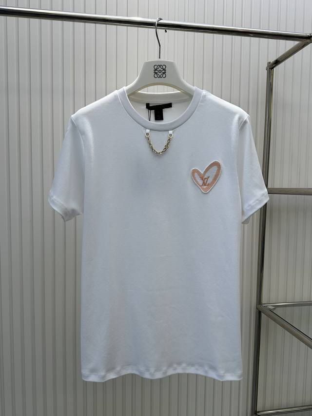 Lv 路易24Ss七夕限定爱心刺绣链条短袖t恤 Size：1.2.3